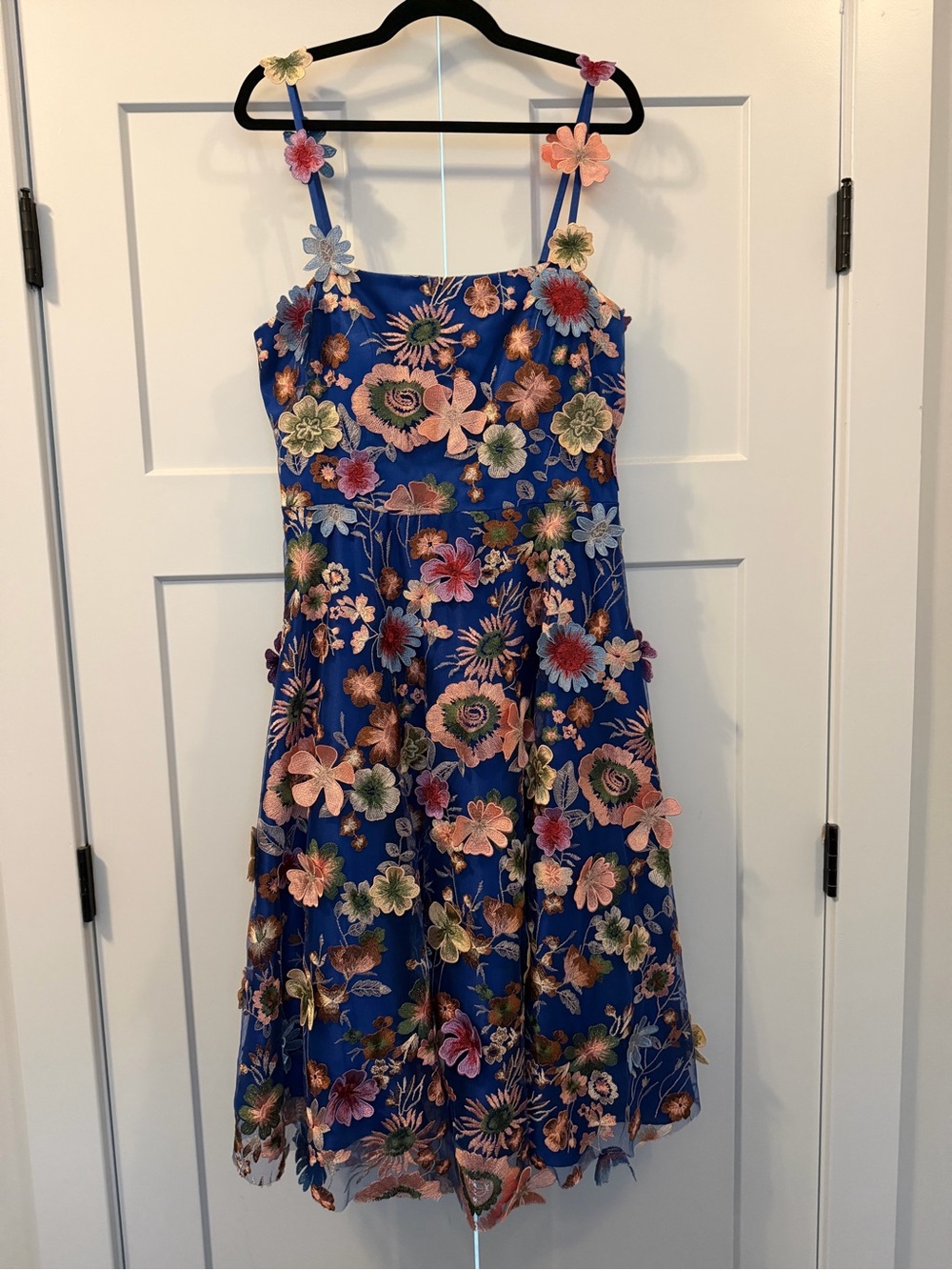 Eliza J Royal Blue Floral Appliqué Party Dress